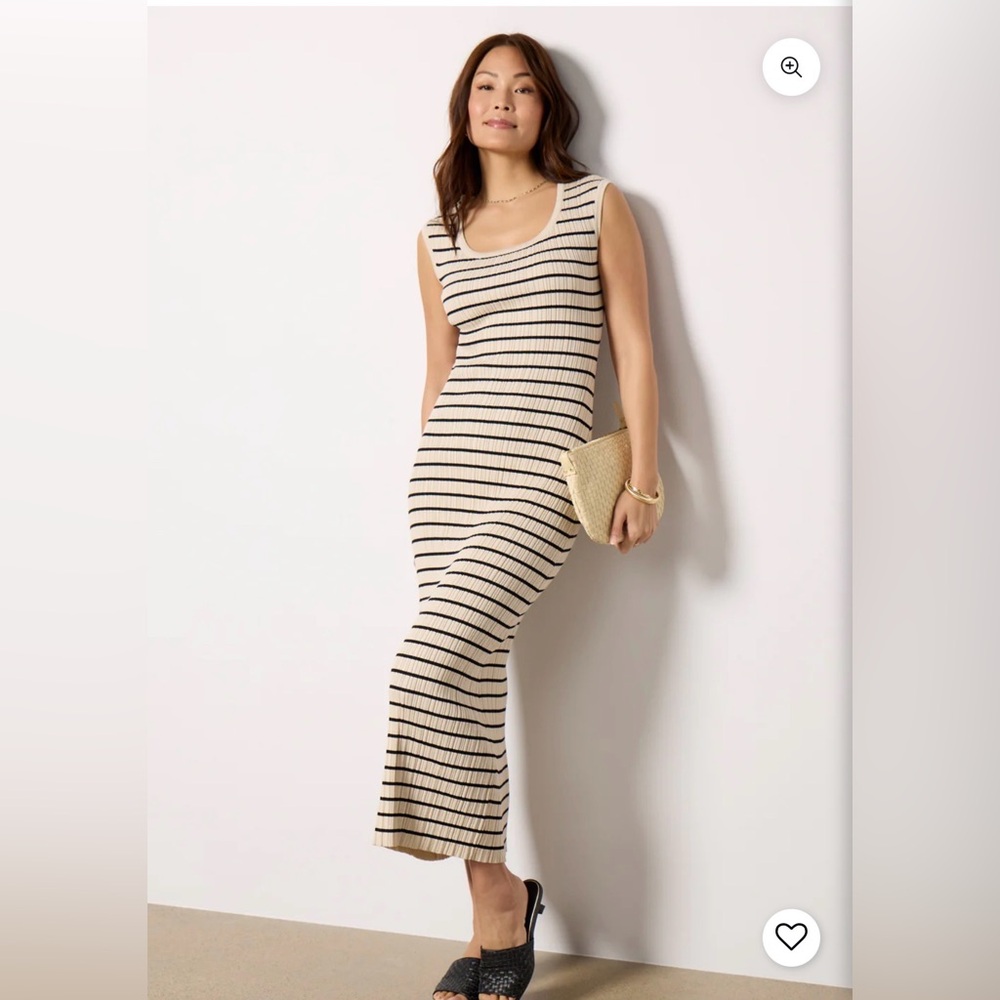 Z Supply Cream and Black Striped Sleeveless Maxi Dress